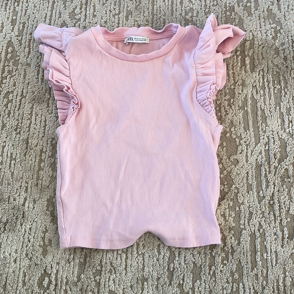 women’s zara pink tank top with flare on sleeves